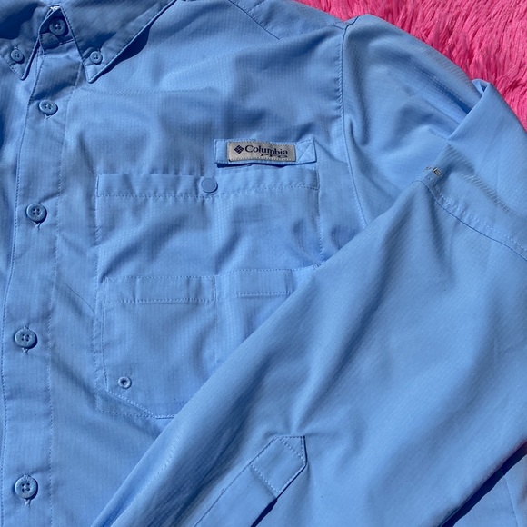 Columbia Performance Fishing Gear Omni Shade shirt  in blue size L - Picture 2 of 8